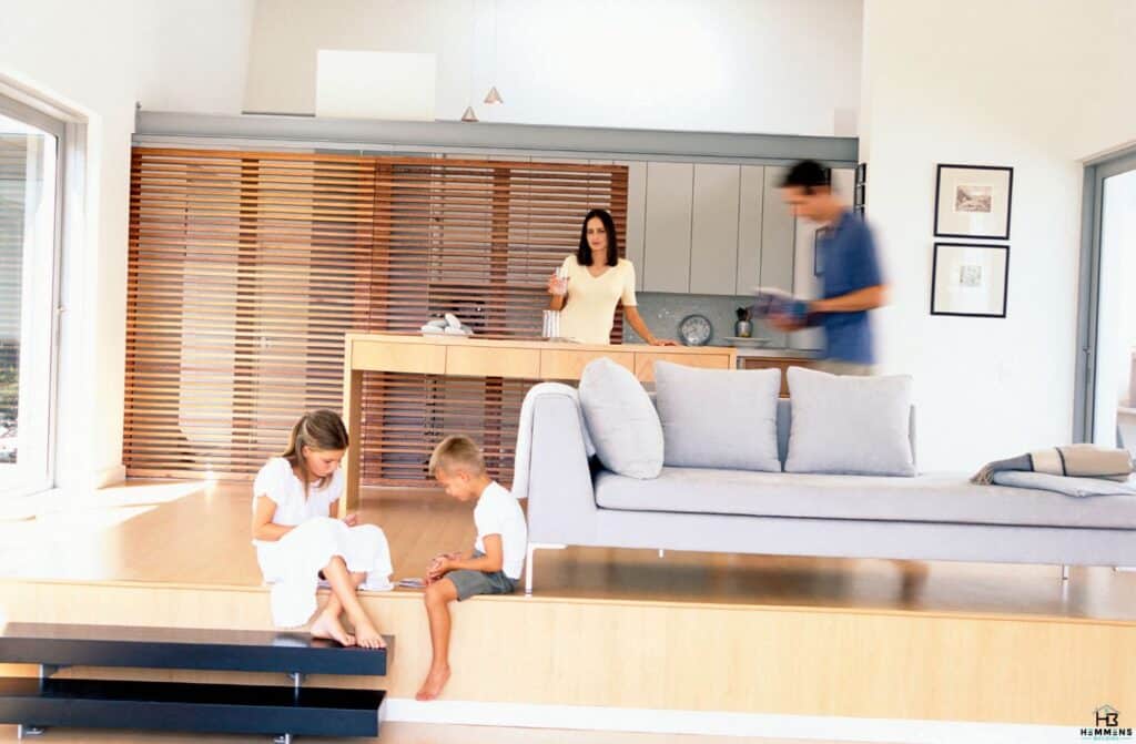 Family Enjoying Open Plan Living